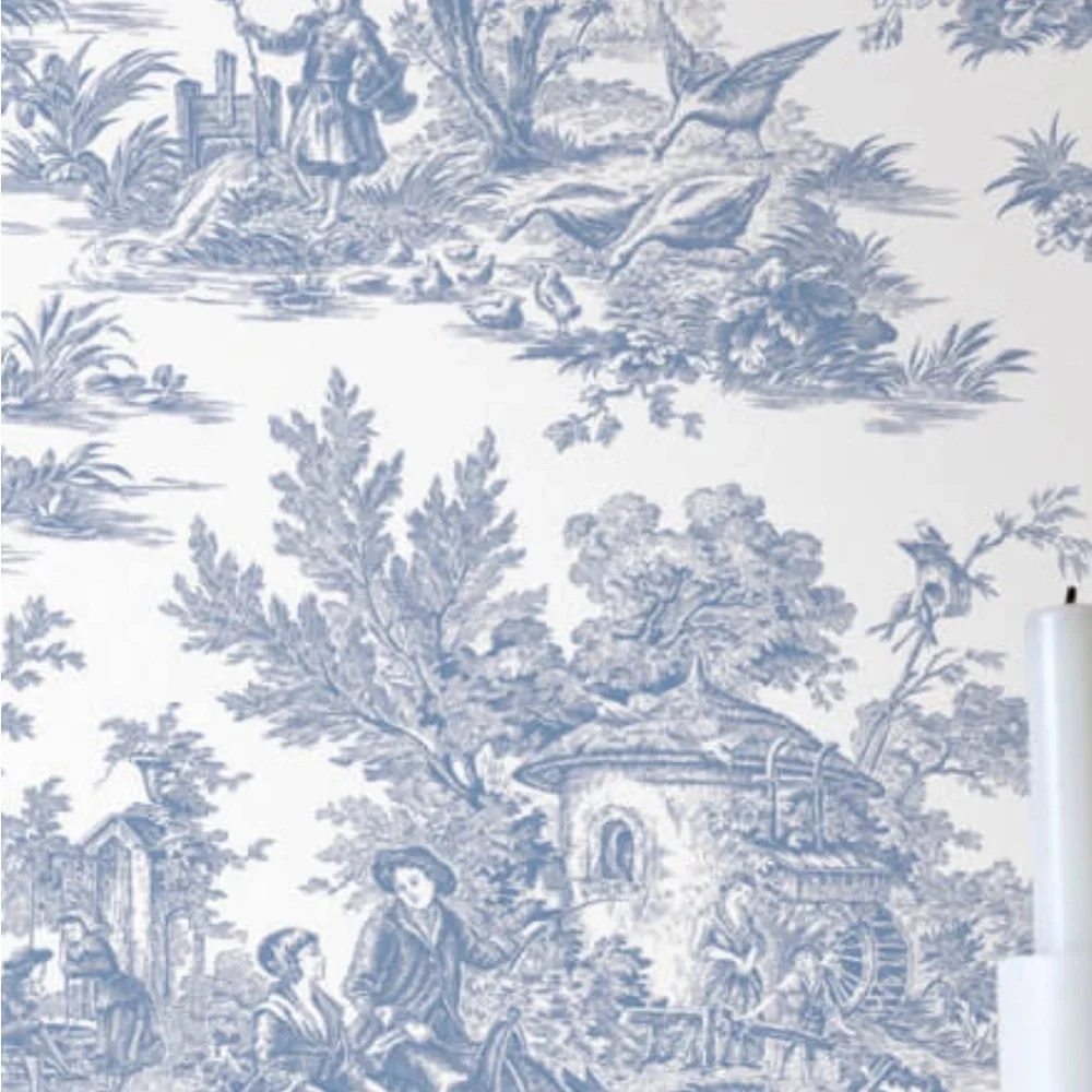 Blue Toile Wallpaper